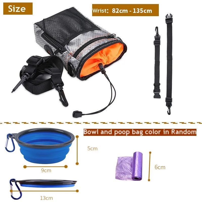 Portable Pet Treat Bag Food Holder Adjustable Waist Belt Garbage Bag Folding Bowl Kit Multi-function Outdoor Dog Training Pouch