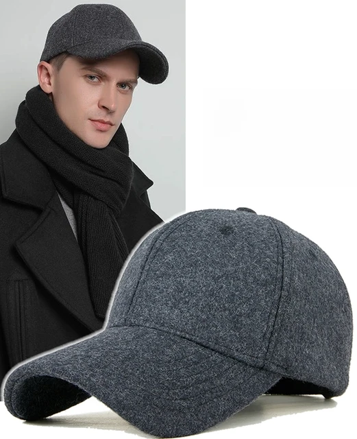 Cappello invernale in feltro per papà cappello sportivo da uomo in tinta  unita con visiera curva