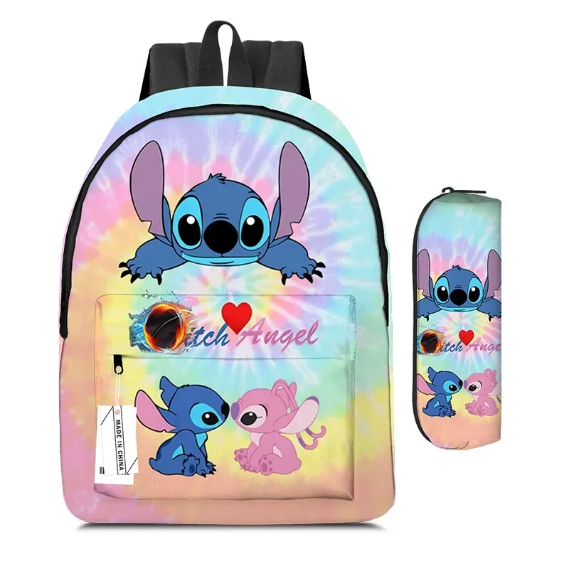 

2PC-SET Disney New Animation Cartoon Stitch Backpack Pencil Case Student Backpack Pencil Case Best Gift for Children