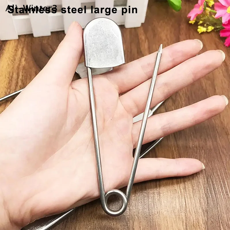 【WH】1Pc DIY 재봉 도구용 스테인레스 스틸 대형 안전핀 12.8cm 바늘로 감싼 고정용 핀