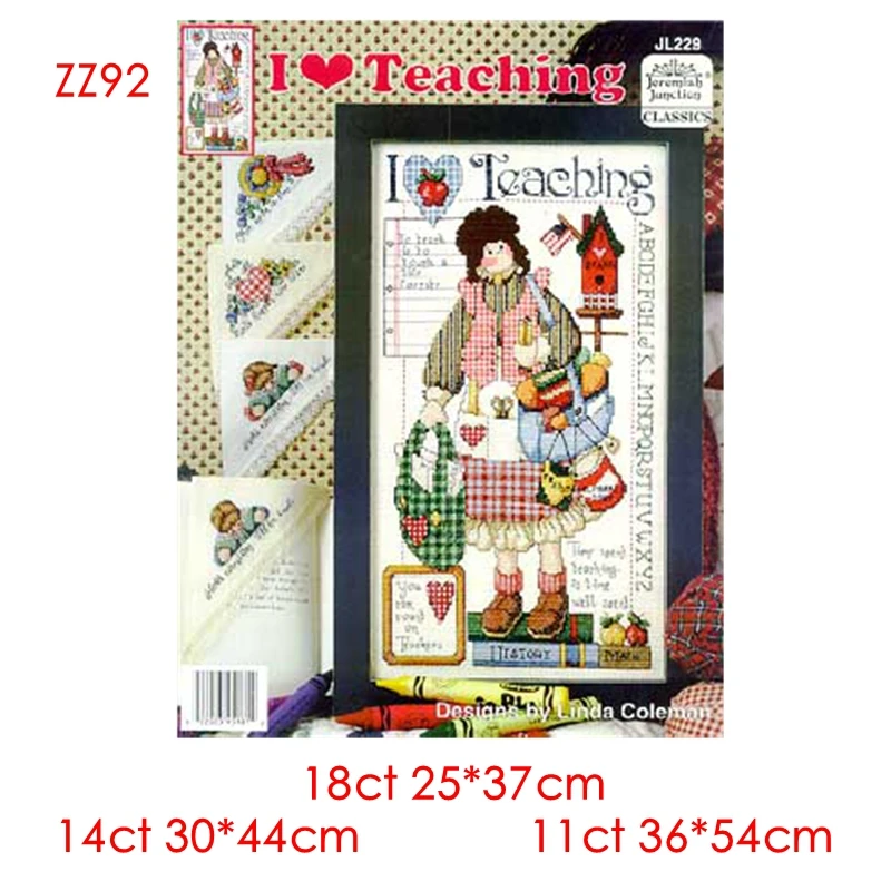 Cross Stitch Kit Magazine Style Figure I Love to Teach 18CT 14CT 11CT Precision Print Embroidery Manual Material Package