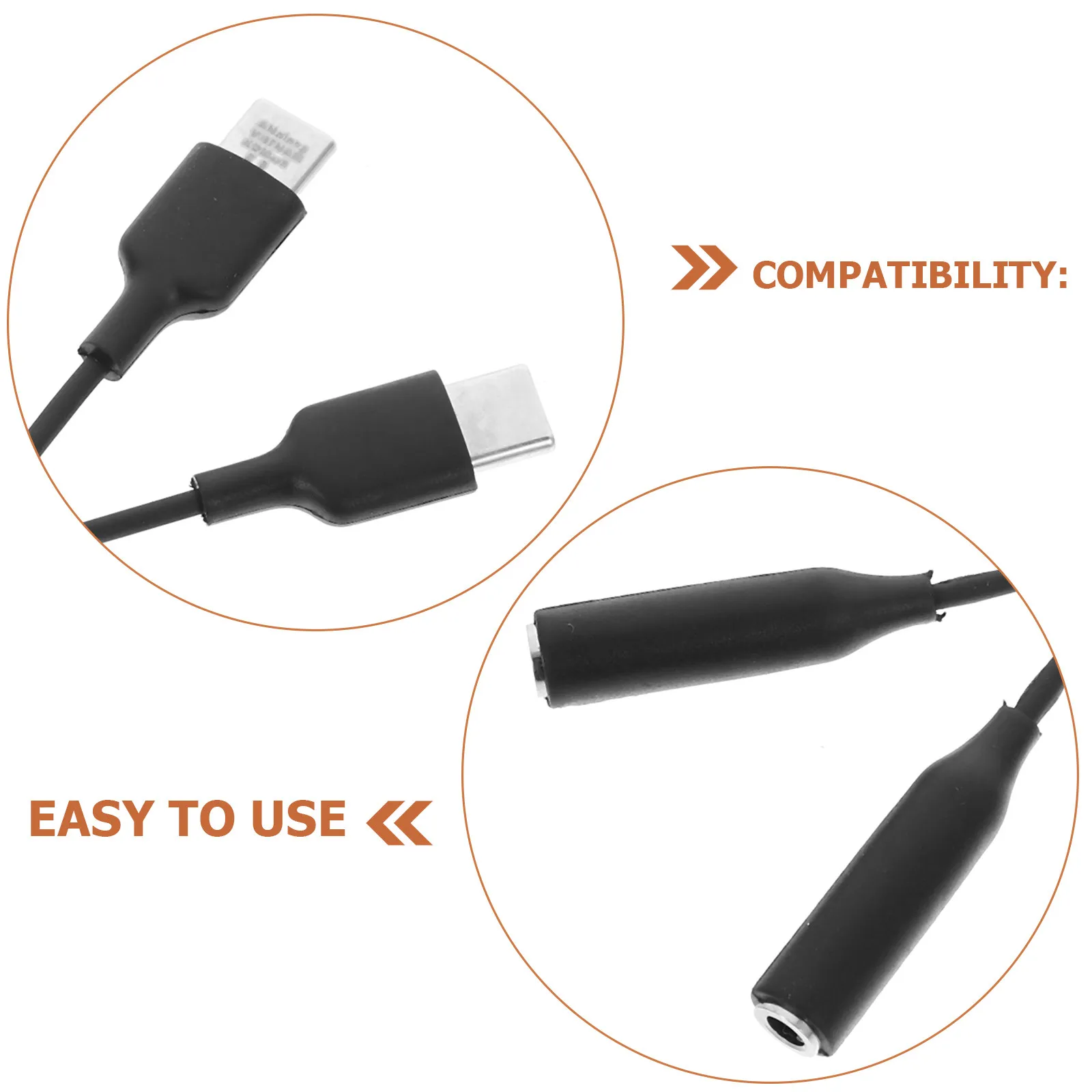 3Pcs 오디오 케이블 유형 C - 3.5mm 어댑터 고음질 USB C - 헤드폰 잭 호환 가능 휴대폰 USB-C 어댑터