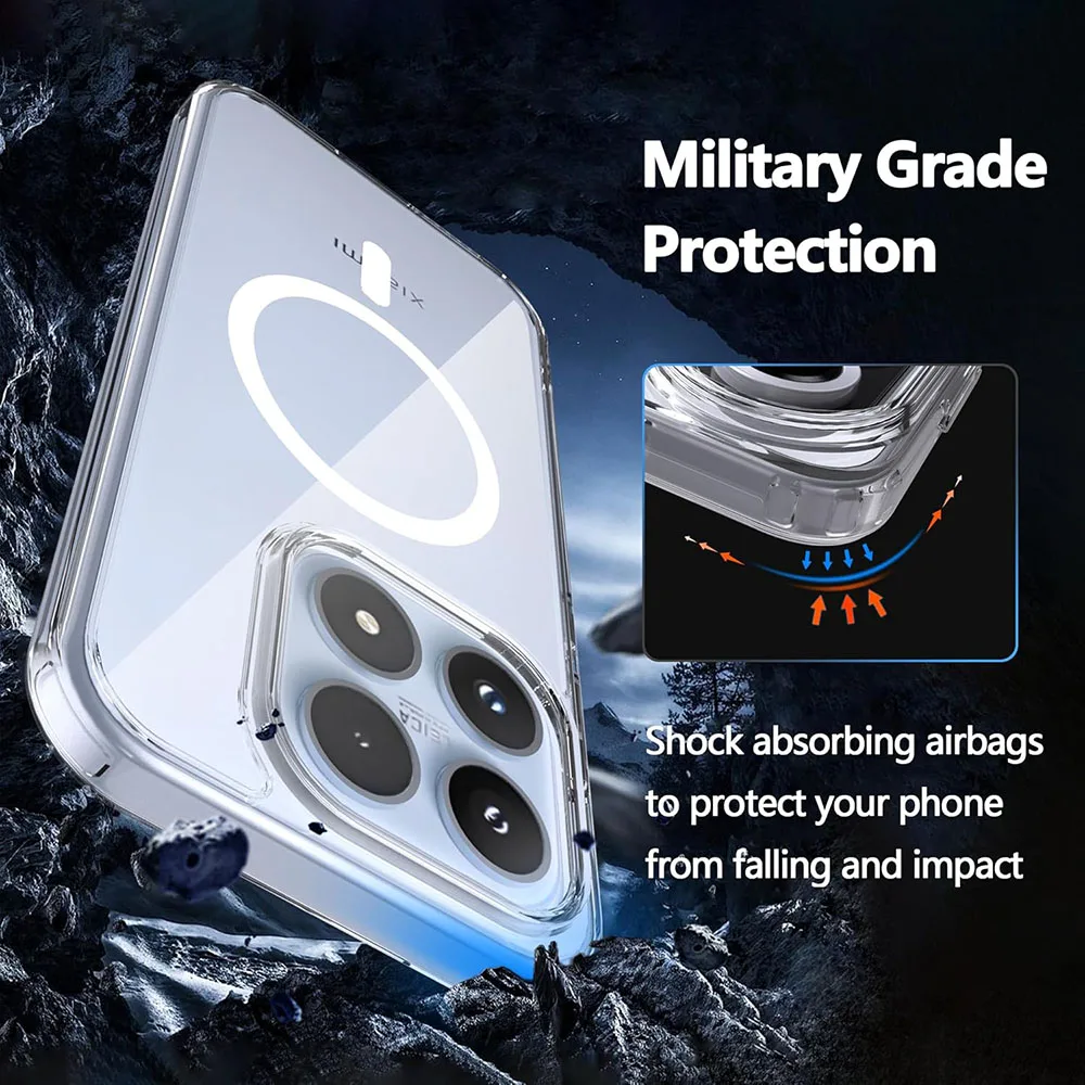 Hybrid Transparent Magnetic Hard Case with Soft Bumper