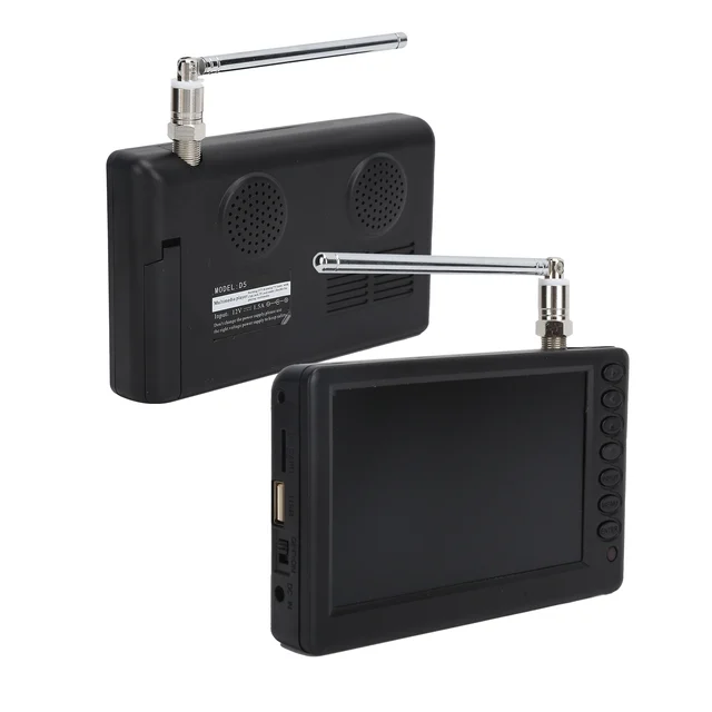 TV Portatile Digitale Da 5 Pollici - 1920x1280 HD, Batteria 1500mAh, Antenna Telescopica, Con Telecomando