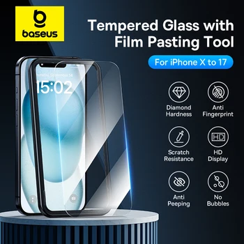 Baseus Vetro Temperato per iPhone 17 16 Pro Max Protezione Dello Schermo per iPhone 15 14 13 12 11 Pro Max Pellicola Anti-Peeping Clear Edge