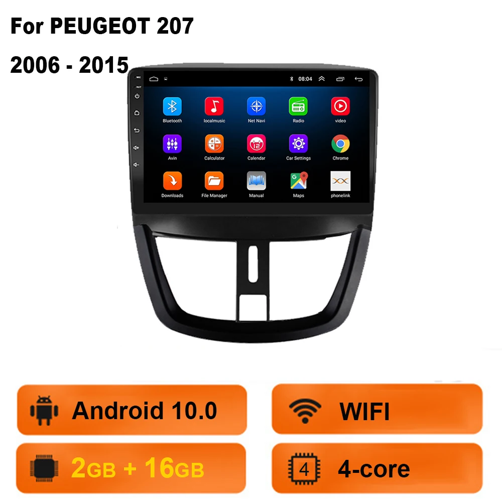 pioneer car stereo 2G+32G Android 10 For PEUGEOT 207 2006 - 2015 Car Radio Multimedia Video Player Navigation GPS 2 din dvd pioneer car audio Car Multimedia Players