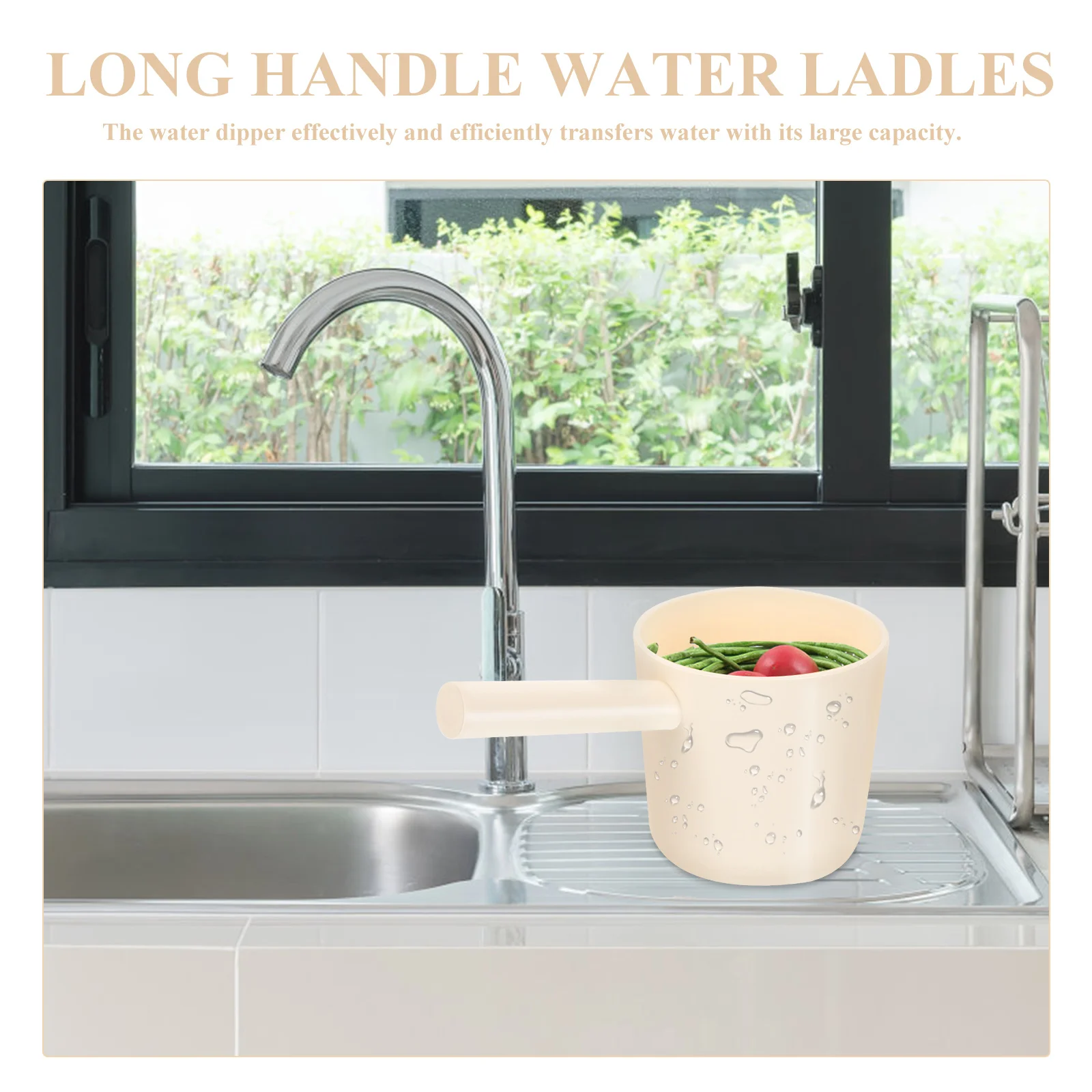 2Pcs Long Handle Water Ladle Bath Ladle Dipper Bathroom Bath Cups for Kitchen Water Scoop Long Handle Scoop
