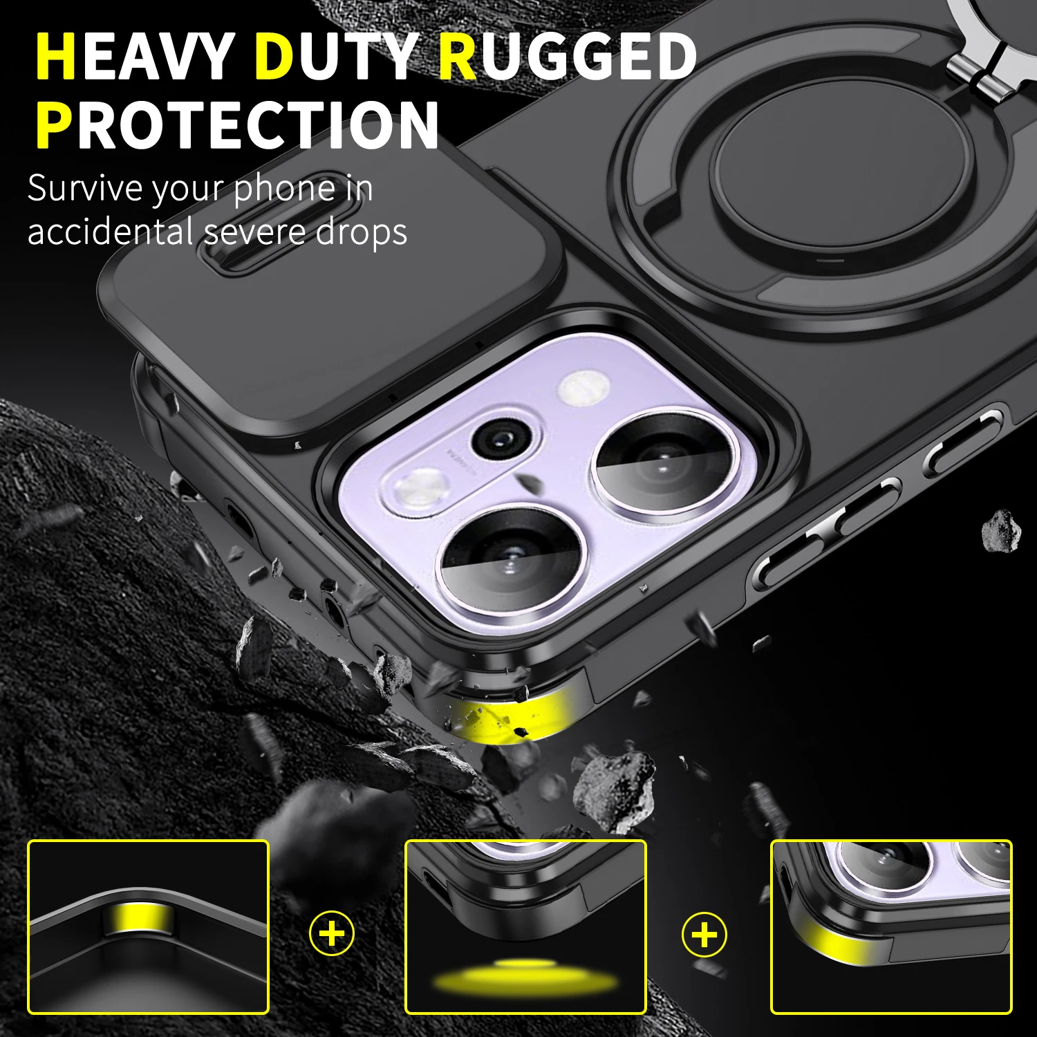 Magnetic Wireless Charging Silicone Phone Case with Protective Lens Cover