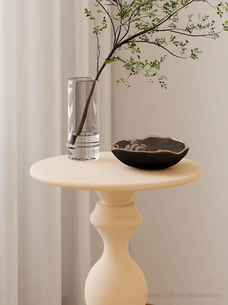 Cream Style Sofa Side Table Side Table Storage Rack Iron Small Coffee Mini Bedside Internet Popular Small Round