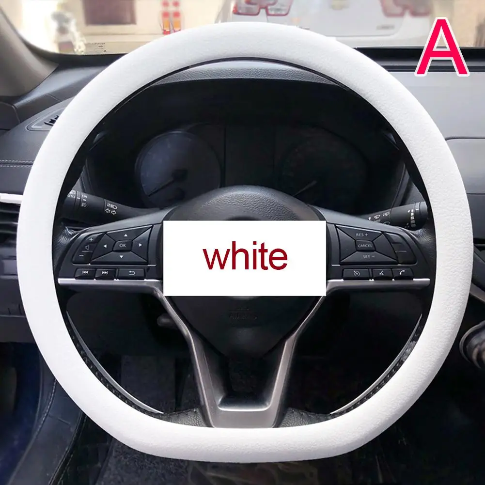 Universal Silicone Steering Wheel Cover - Soft, Textured, Multi-Color Car Accessory