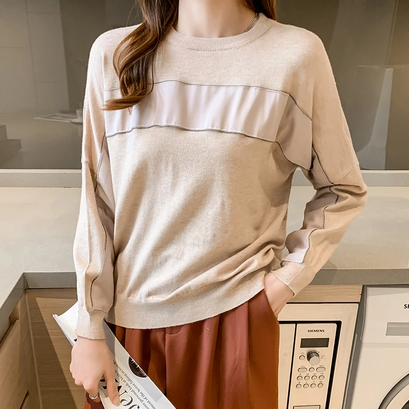 Korean style patchwork sweatshirt women's Hoodies Fashion pullovers Spring Autumn female Casual Tops |