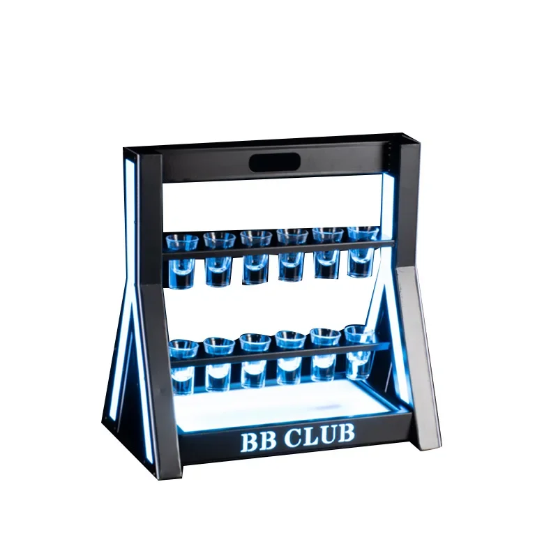 Rechargeable Led Luminous Cocktail Bullet Cup Holder Neon Ktv Bar Wine Glass Hanging Props Wine Glass Holder