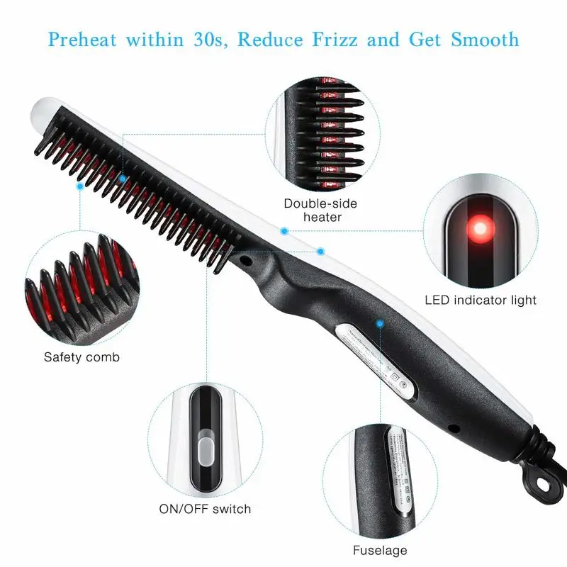 Multifunctional Hair Straightening Brush Men Beard Straightener Heated Brush  Ceramic Curler Hot Comb Straight Electric Hairbrush | lupon.gov.ph