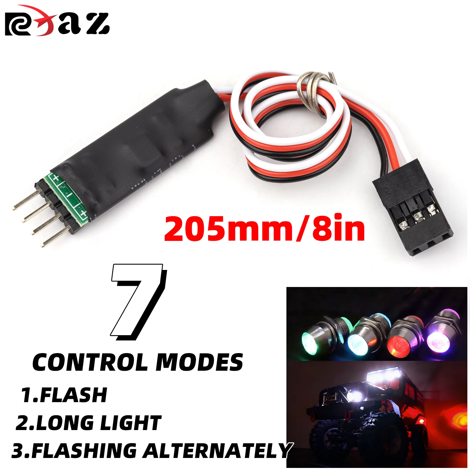 Interruttore Controller Per Auto RC Con LED - Modulo Ricevitore Per Terzo Canale, Cavo Per Luci Accessorie - 4