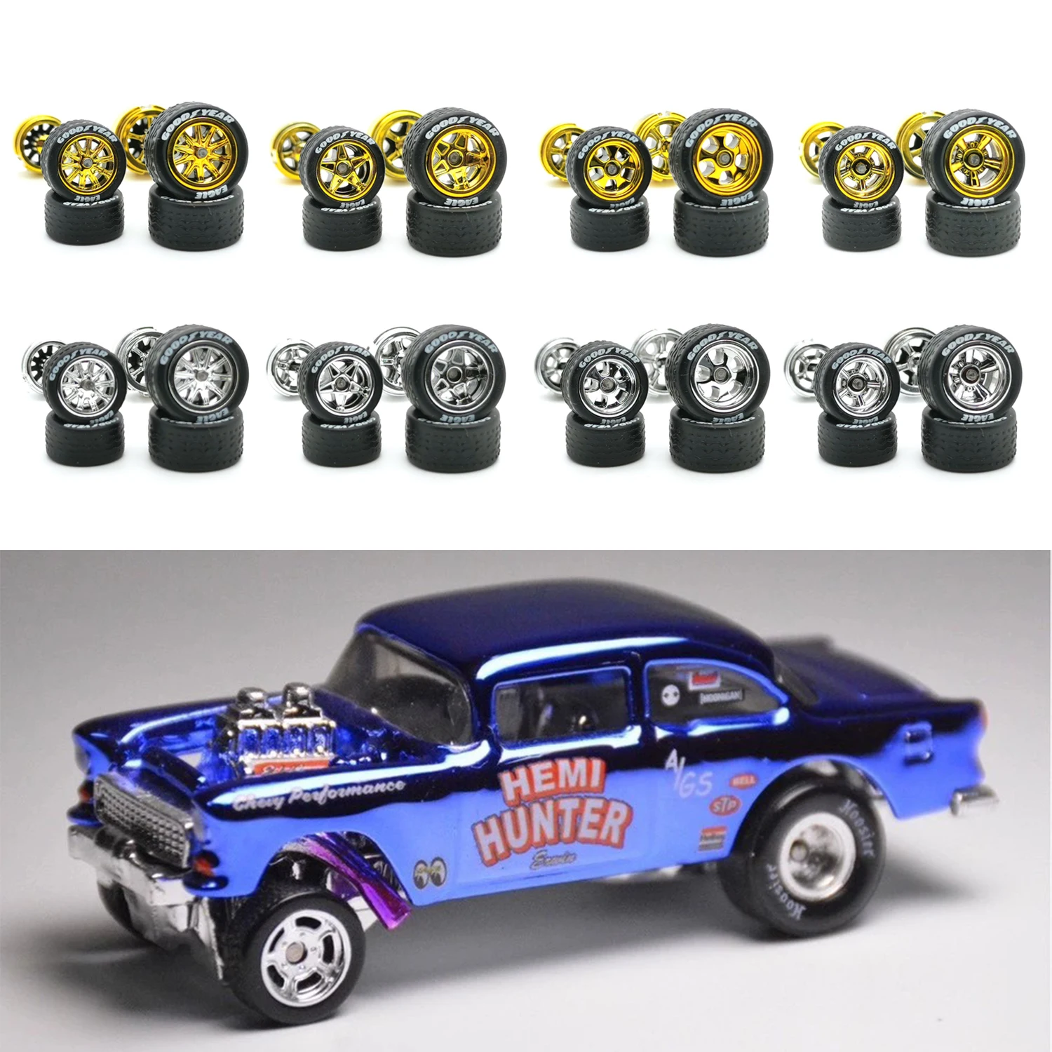 1set11mm wheels for 1/64 Scale Alloy Car Models 1/64 wheels with Tires + Axles Cars Upgrade for Matchbox/Domeka/Minigt