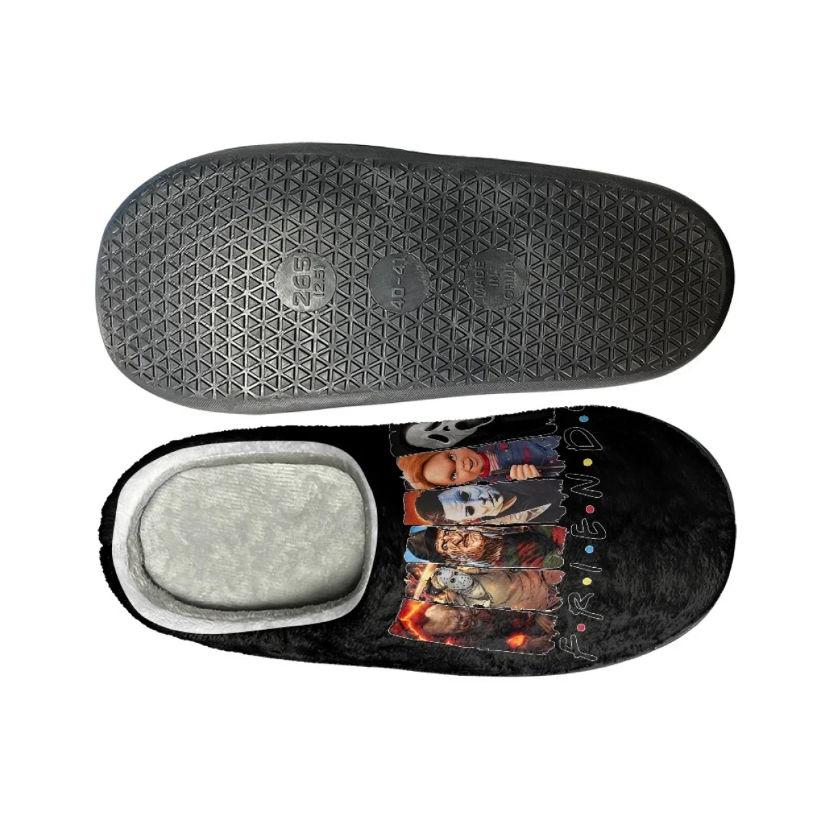 Horror Movie Design Indoor Slippers Women Men Winter Warm Couples Home Footwear Non-Slip Couple Cotton Slippers Zapatos Mujer