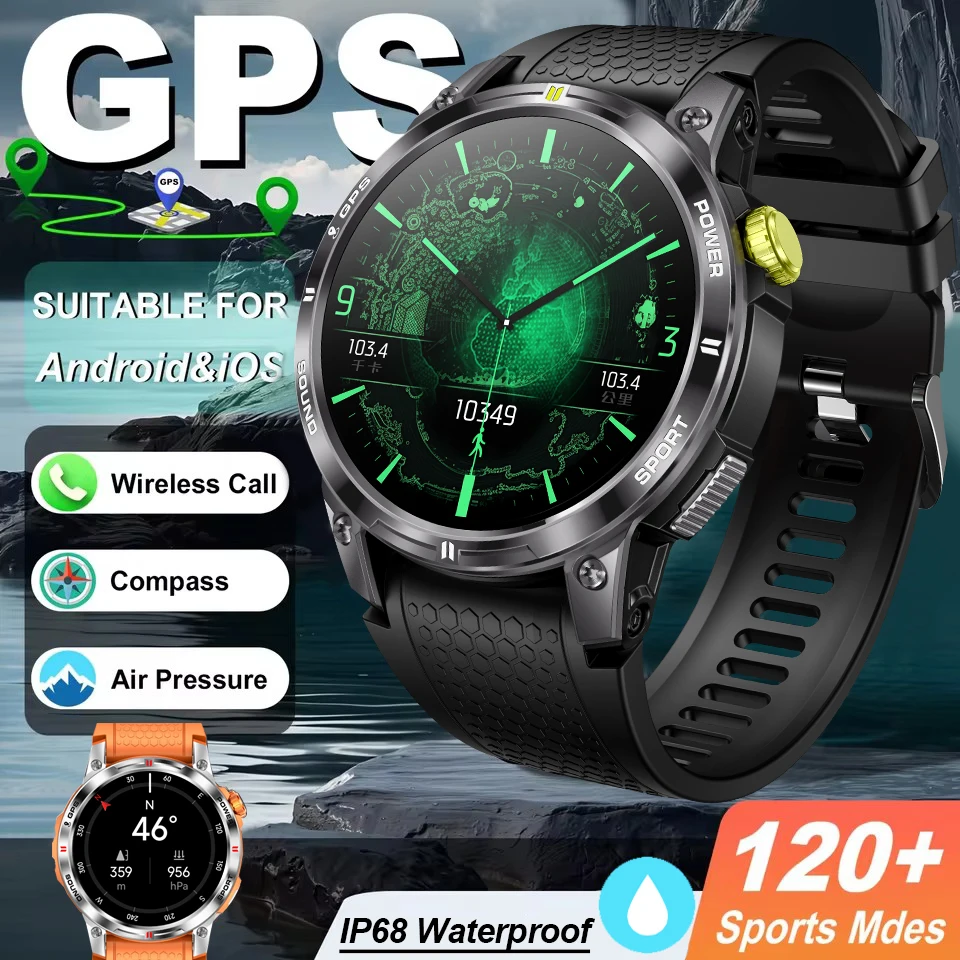 New Original Outdoor Military Smart Watch Men 1.5" AMOLED Waterproof Built-in Compass Clock Sports Bluetooth Call Watchs T-Rex 3