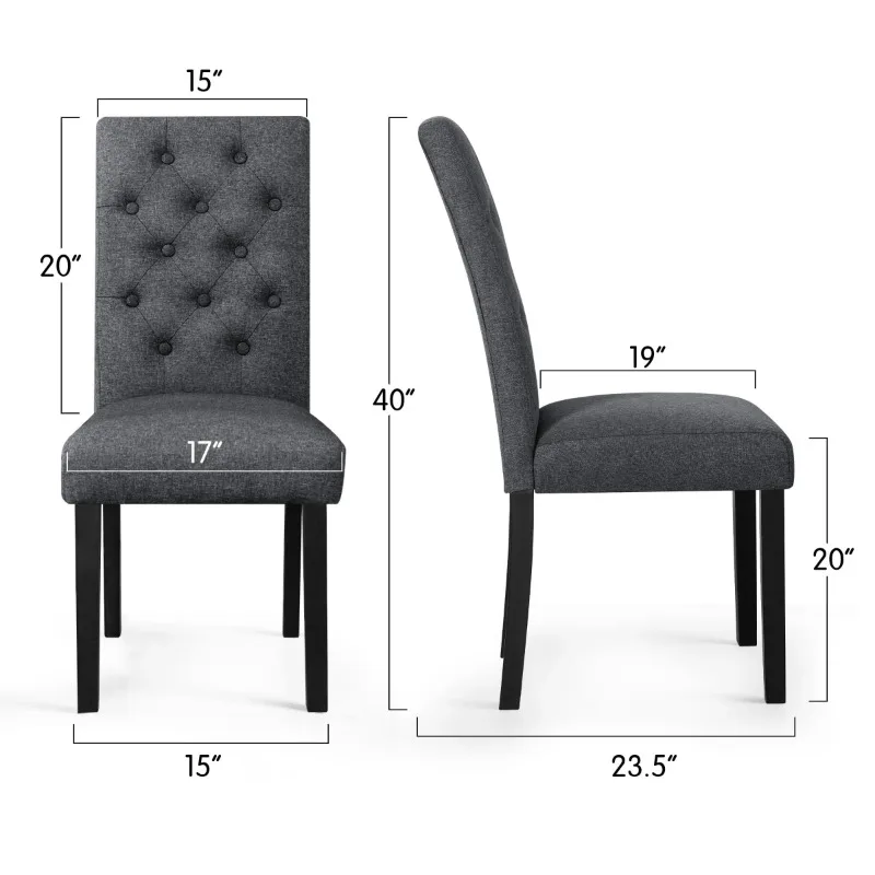 Modern Breathable Linen Fabric Dining Chair for Home/Kitchen/Living Room, Set of 2, 6