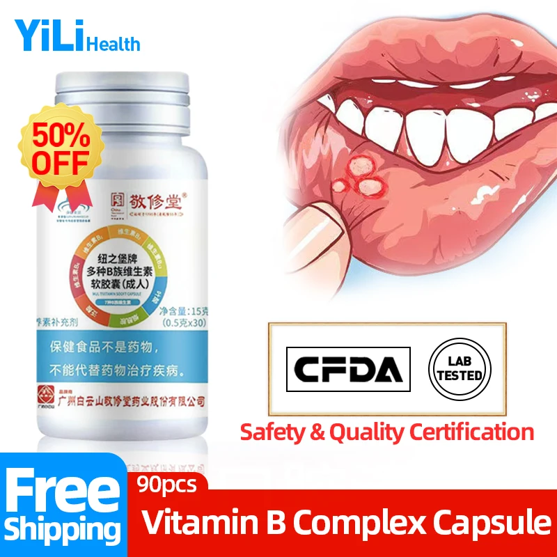 Vitamin B Complex Capsules for Mouth Ulcer Stay Up Late Folic Acid