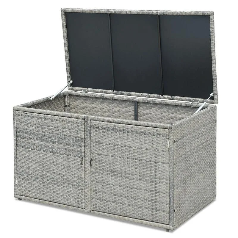 

Giantex-Outdoor Patio Rattan Storage Container Box Toy Storage Bin Cabinet with Steel Frame Shelf for Garden Balcony Porch