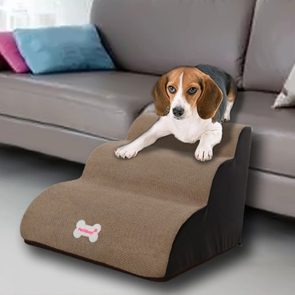 

3 Steps Stairs for Small Dog Cat Soft Sponge Safety Pet Ramp Ladder Anti-slip Removable Dogs Sofa Bed Stairs Pet Supplies