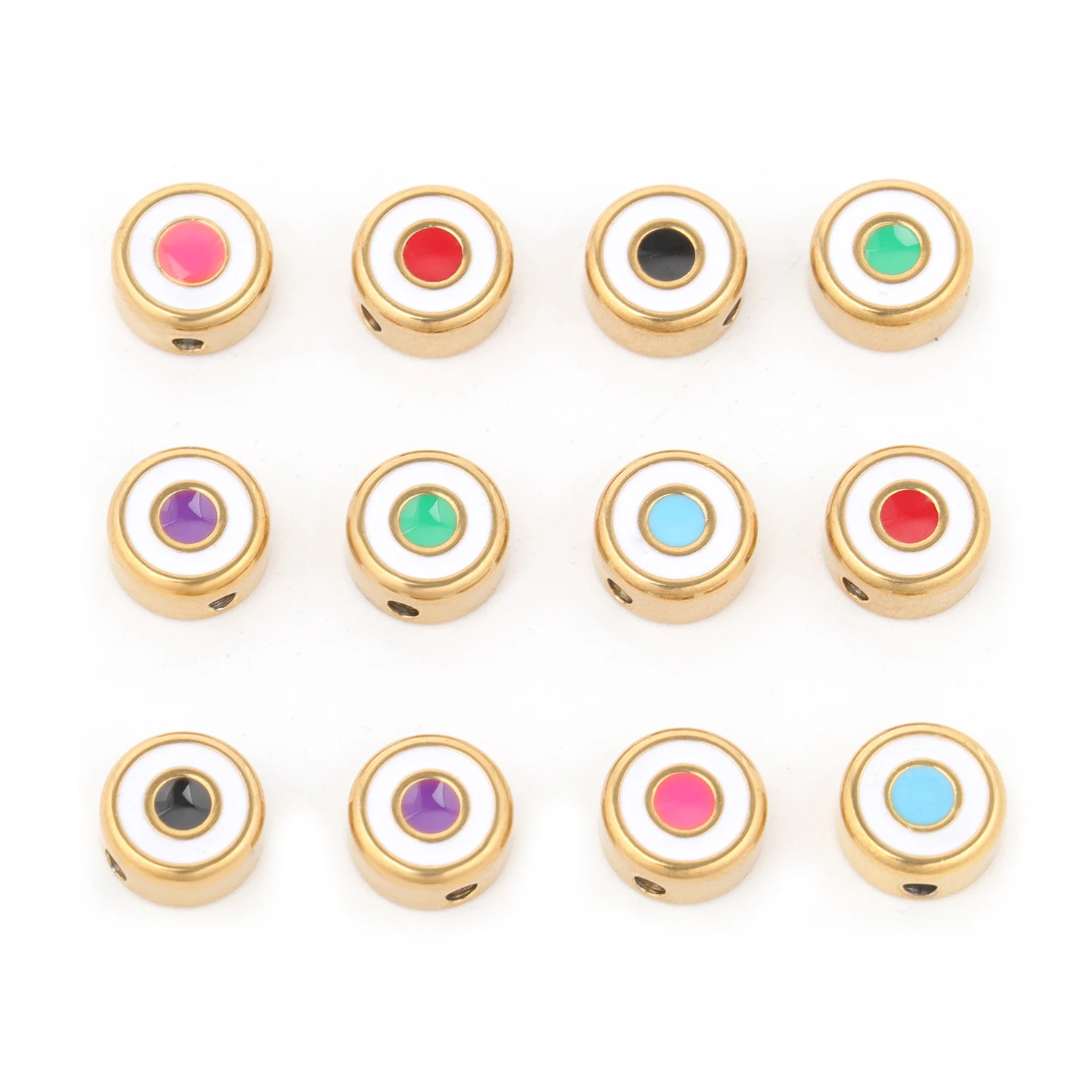 

2pcs Multicolor Round Drop Oil Stainless Steel Round Metal Bead Handmade DIY Bracelet Loose Spacer Bead For Jewelry Making