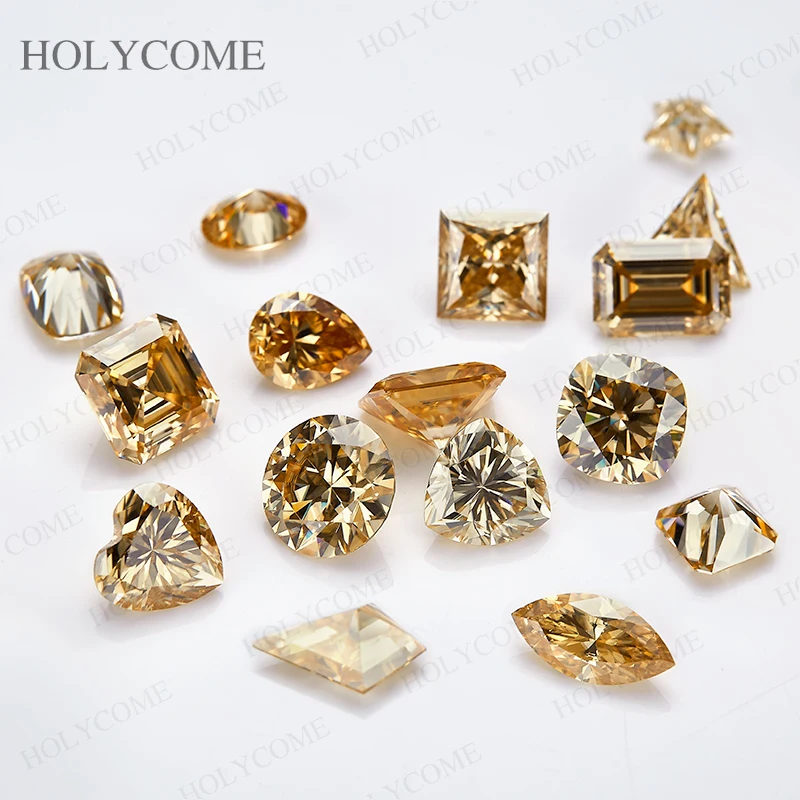 Neues Champagner-Moissanit-Kissen, Prinzessin-Herz, oval, Birne, Marquise Asscher, strahlender Smaragd, Drachen, Dreieck, Billion, Brillantschliff – Detail 2