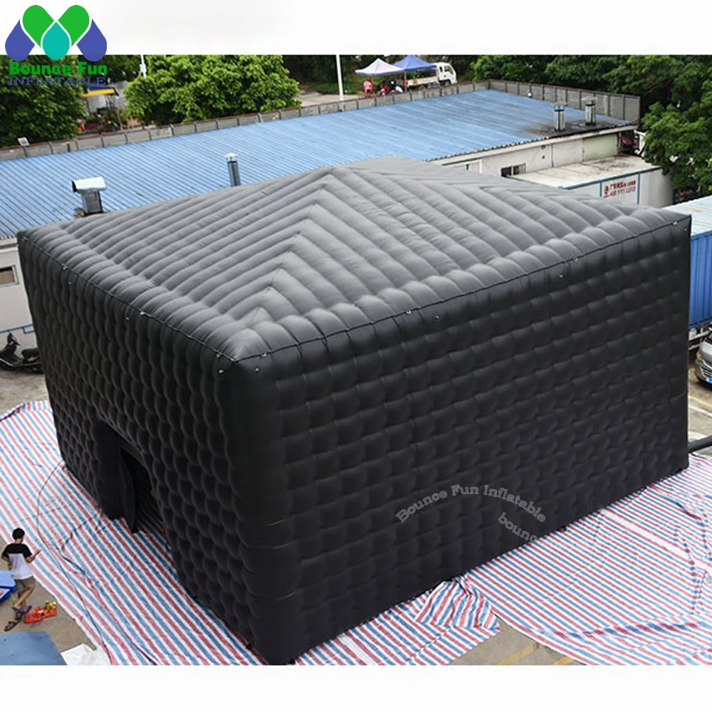 Grand Cube gonflable noir pour boîte de nuit, tente de