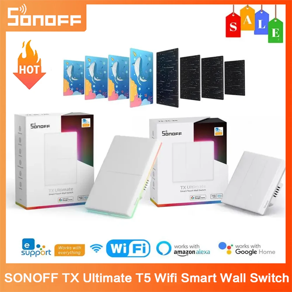 Sonoff Tx Ultimate T5 Wifi Smart Wall Switch Led Light Edge Ewelink Remote Control Tramite Alexa Google 33 Piedi Alice Smartthings