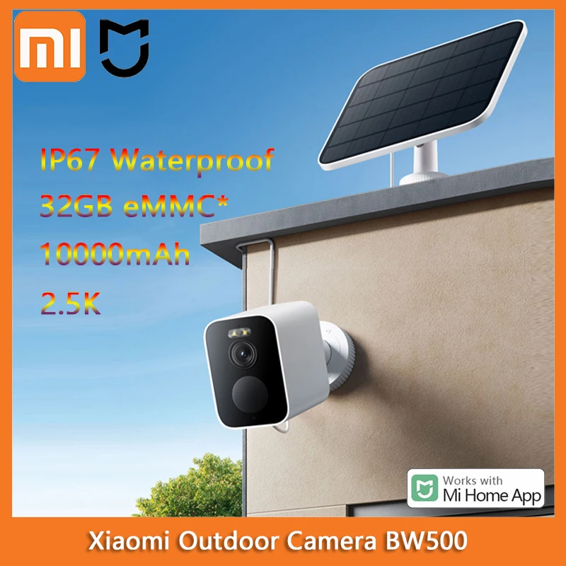 Xiaomi Smart Wireless Outdoor Camera BW500 10000mAh Battery HD 2.5k Night Vision Human Detect 32GB Storage Work with Mi Home APP