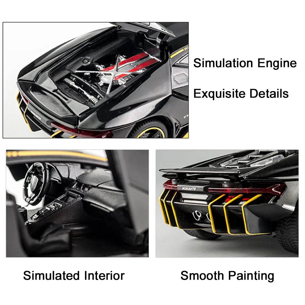1:32 Lamborghinis LP770-4 750 Alloy Sports Car Model Diecasts Metal Pull Back Sound And Light Car Model Kids Toy Collection Gift 4