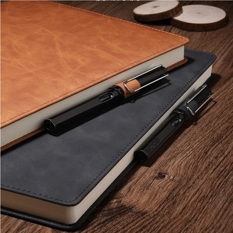 Large A4 Thickened Notebook with Pen Holder for Office and Business Meetings