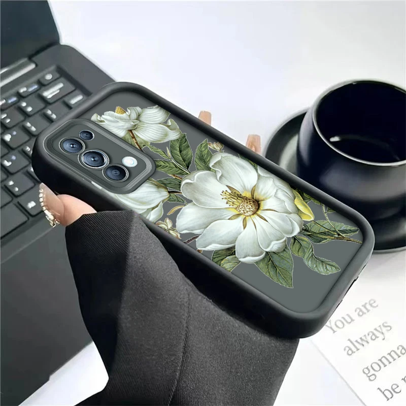Elegant Flower Painted Silicone Phone Case - Anti-Drop Soft Cover