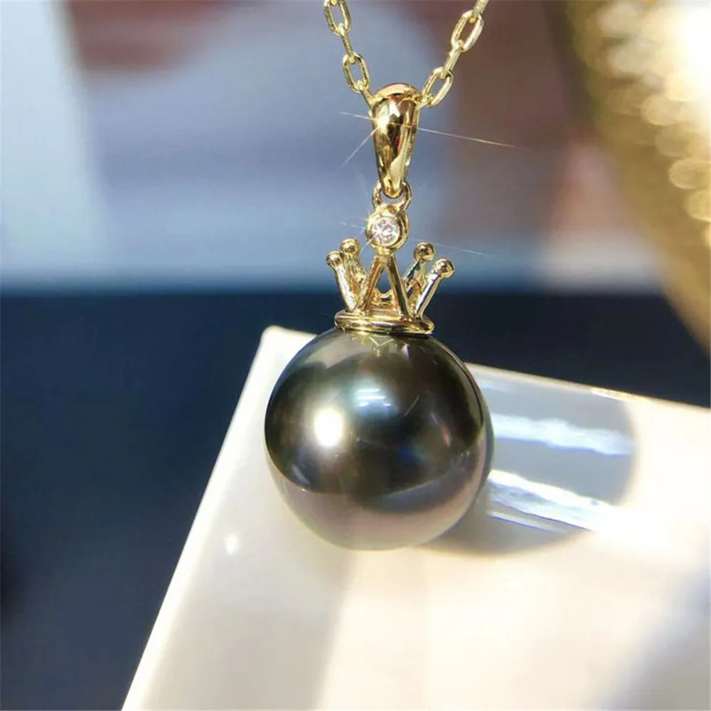 

DIY Pearl Accessories S925 Sterling Silver Pendant Empty Holder K Gold Crown Necklace Pendant for Women with 8-13mm Round Beads