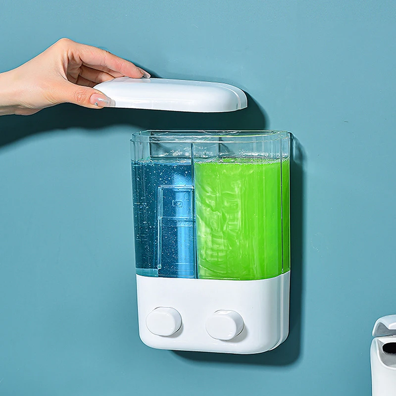 Double Head Punch Free Wall Mount Shampoo Dispenser