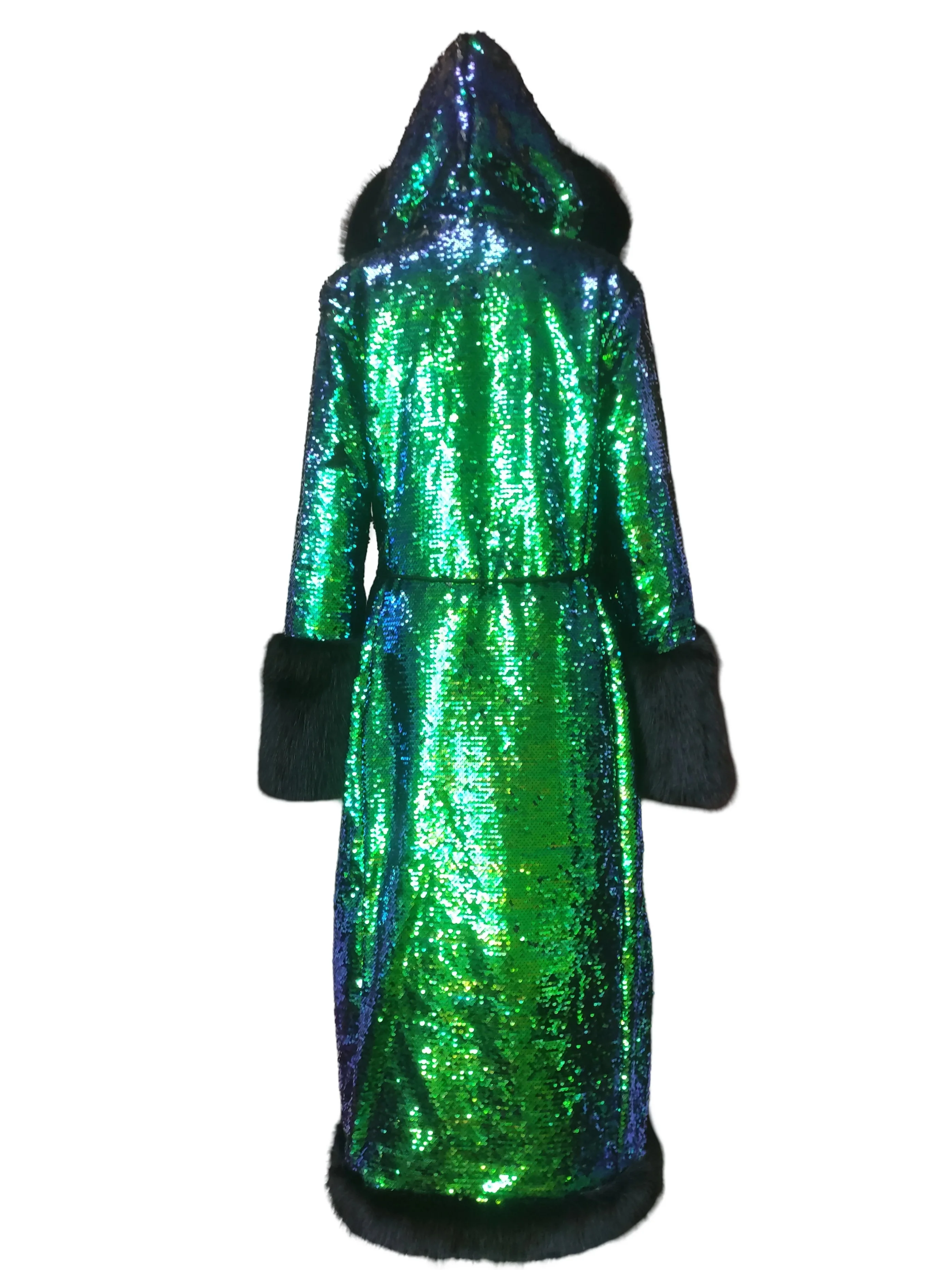 Faux Fur Sequin Patchwork Coat 6
