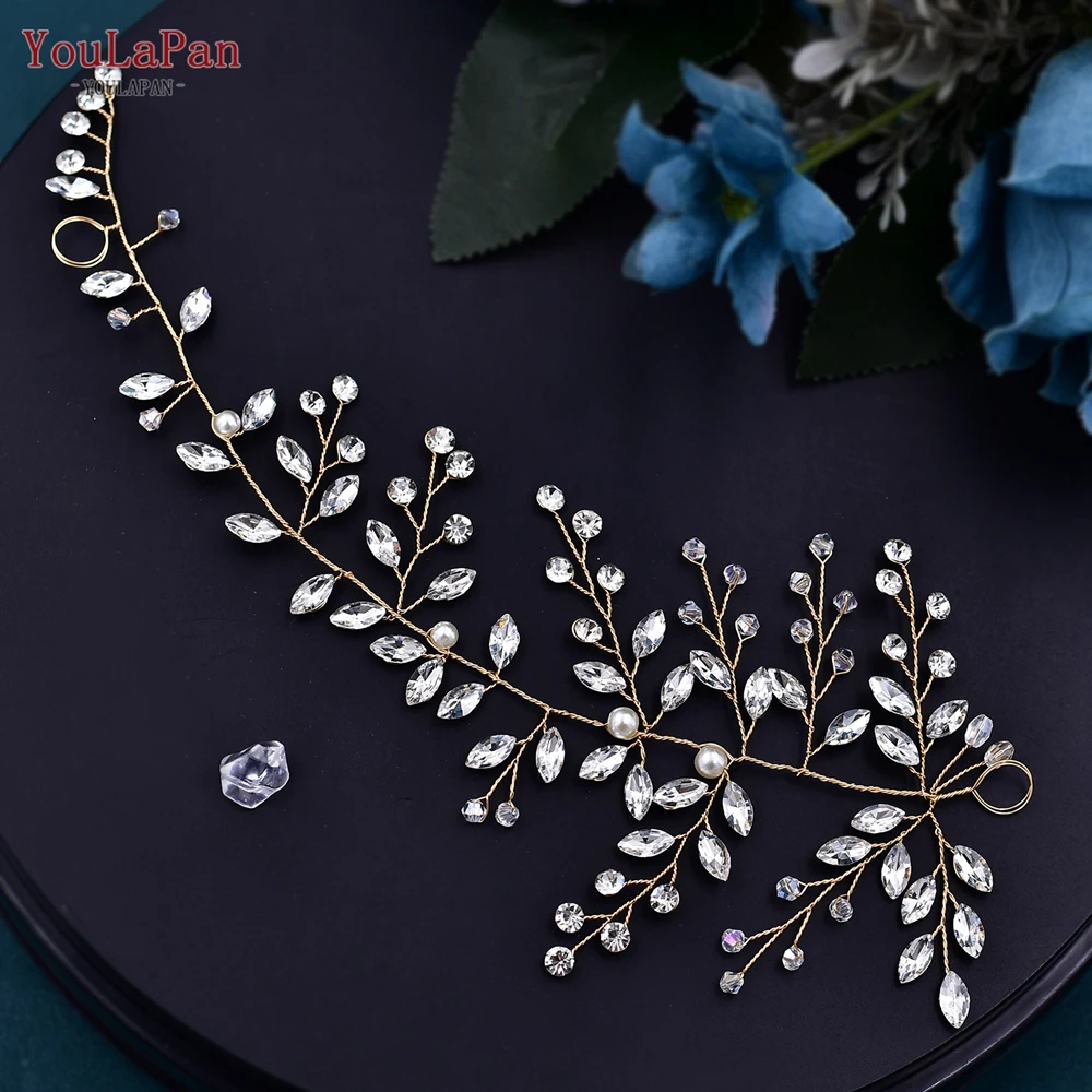 TOPQUEEN Wedding Headband Hair Ornaments for Women Tiaras Rhinestone Wedding Headpiece Bridal Headwear Hair Accessories HP21