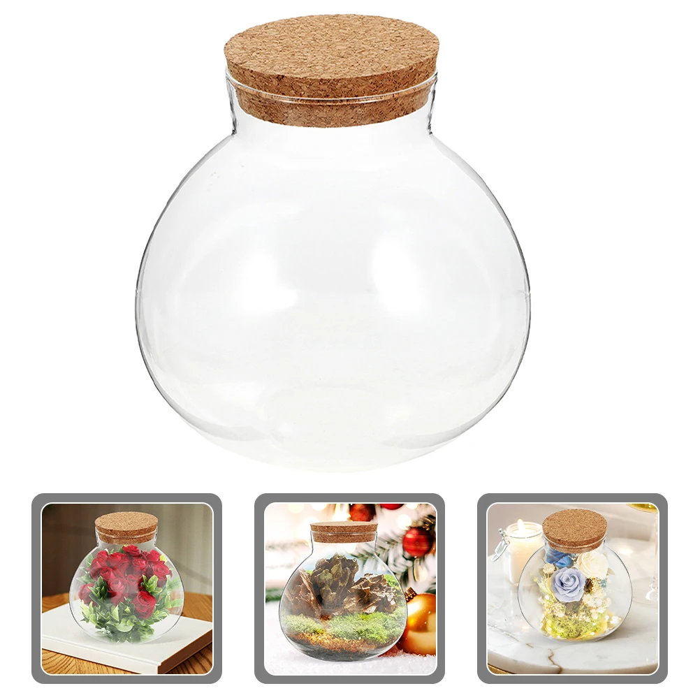 Round Glass Jar Cork Flower Plant Terrarium Micro-Landscape Ecological Bottle Crafts Container Landscape Bottle DIY Decorative 4