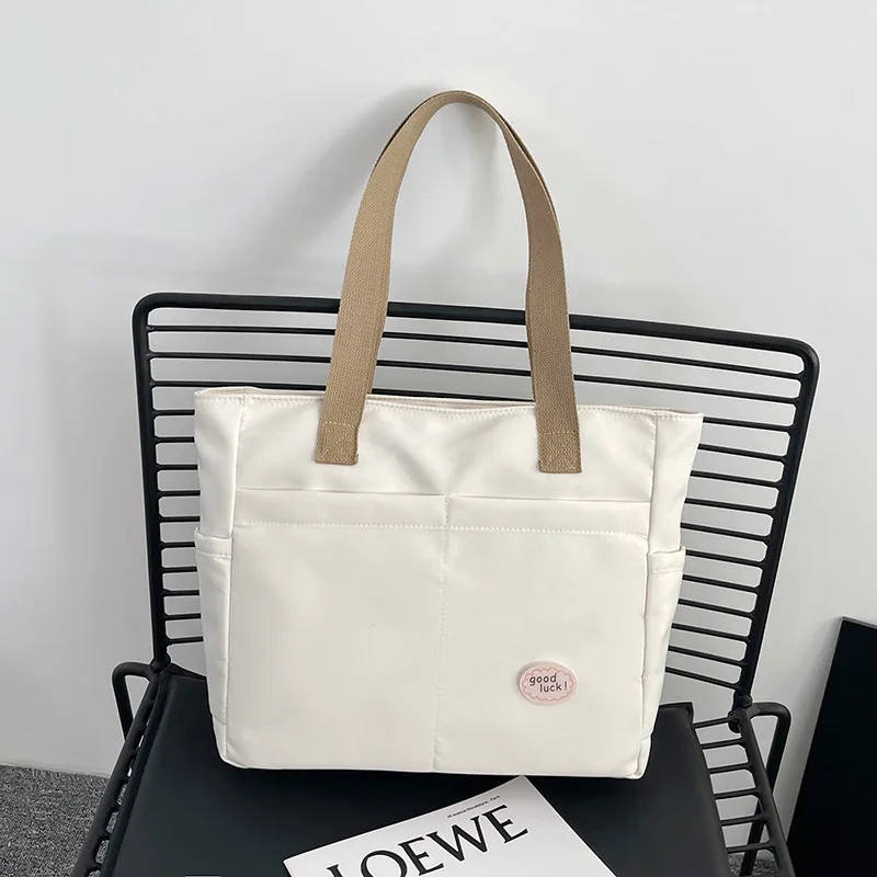 Japanese Style Canvas Tote Bag for Women Commuting Large Capacity Handbag Shoulder Bag for College Students Books School Bags