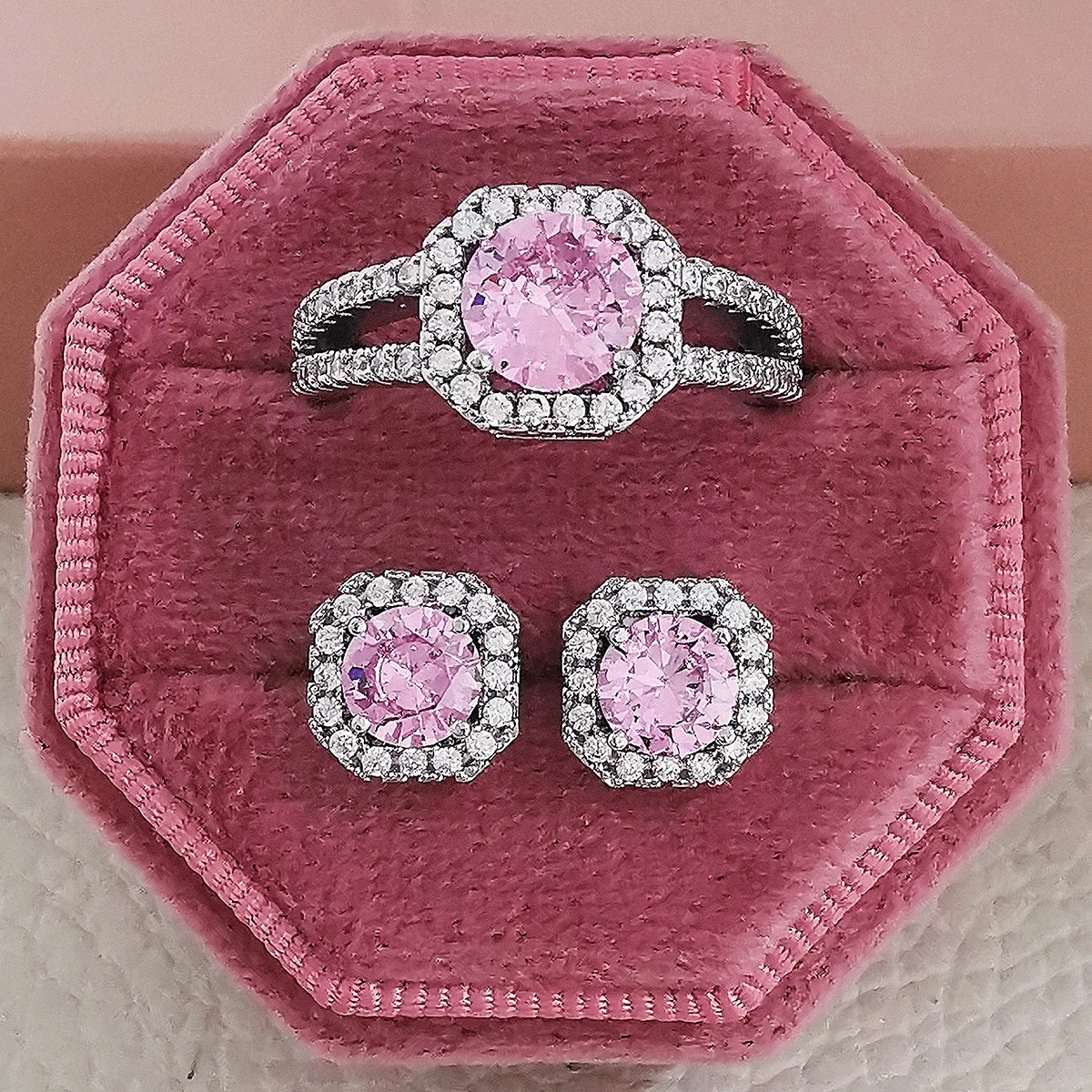 2pcs Per Pack bride Jewelry Set For Wedding Women Engagement Ring Stud Earring For Party Gift Z10 silver jewelry set,jewelry set,silver jewelry