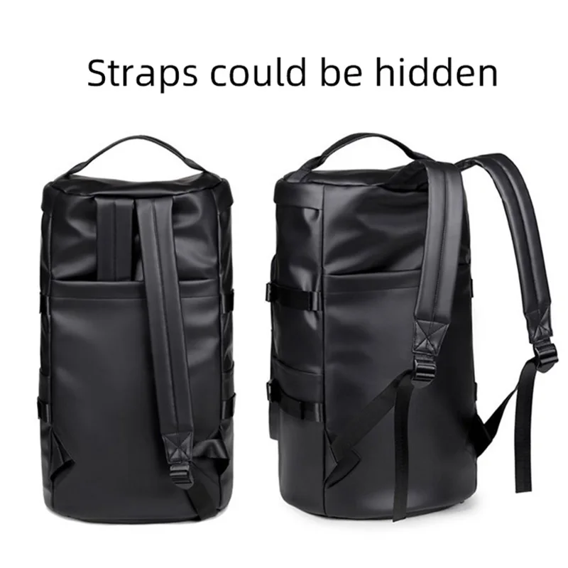 Gym Travel Backpack Versatile Faux Leather Bag for Men & Women Casual Outdoor Sports Shoulder Bags Fitness Weekender Duffel 5
