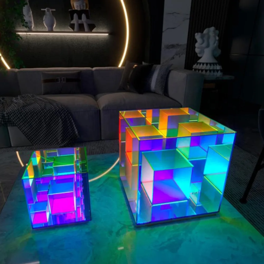 

Dropshipping night lighting acrylic magic cubes led colorful table light colorful table lamp for bedroom