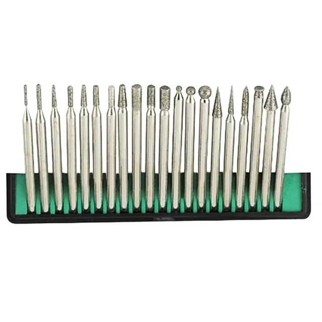 20PCS 3mm Diamond Point Burr Bits Head Dremel Accessories Shank Grinding  Needle Carving Polishing Set Mounted Mini Drill Tool - AliExpress