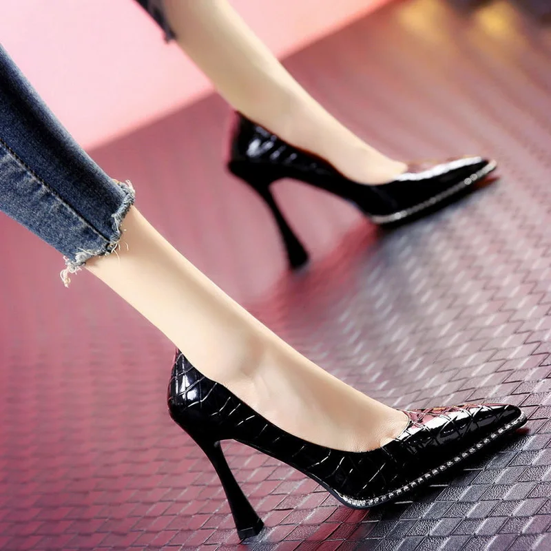 2022 New Women Patent Leather Pumps Gold Heel Black Nude Pointed Toe High  Heels Shallow Slip on Dress Shoes Plus Size 34-43 Sale - AliExpress