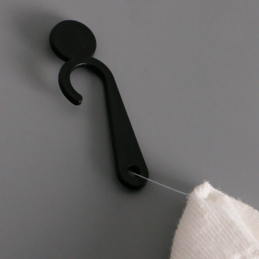 100 Stück/Lot Sockenhaken aus Kunststoff mit runden Köpfen, Handtuch-Display-Haken, leerer Bereich für bedruckbare Größenmarkierungen – Detail 7