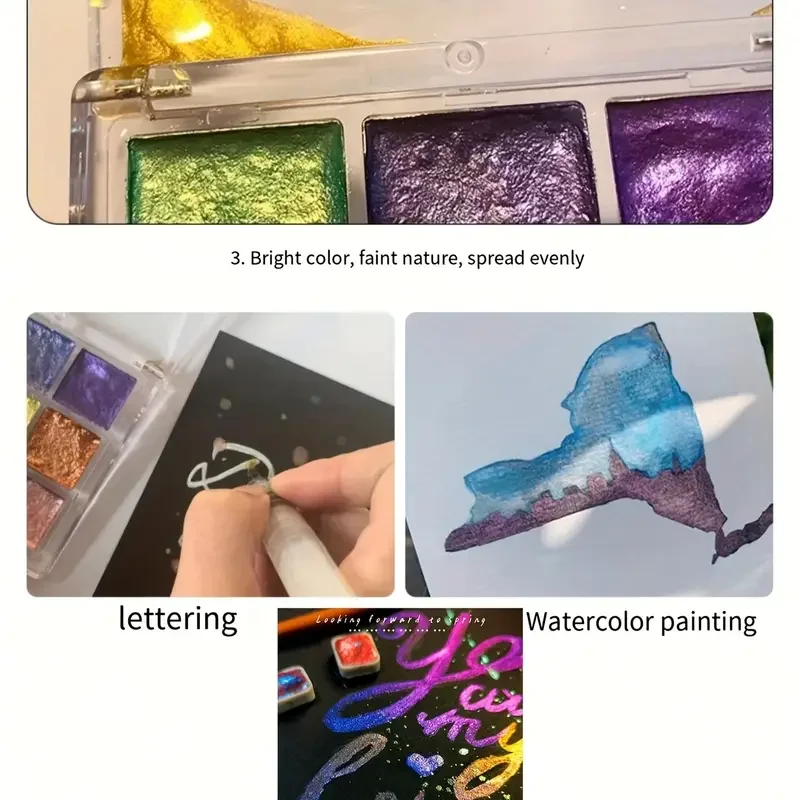 20/24/60/72-Color Metal Watercolor Painting Set, New Portable Box With Sparkling Pearl Solid Watercolor Painting, Art Supplies 4