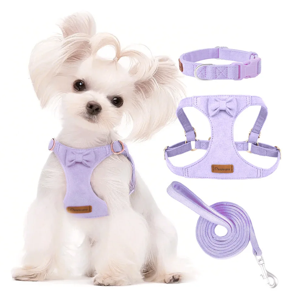 Trendy Suede Dog Harness Set 1