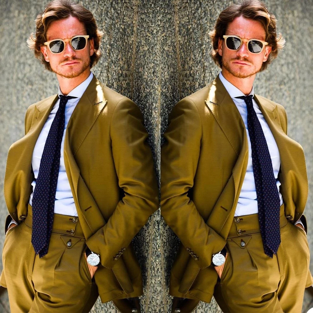 New Fashion 2024 Peak Lapel Costume Homme Mens Suits 2 Pcs Grooms Wedding Tuxedos Terno Masculino Slim Fit Prom Jacket+Pant