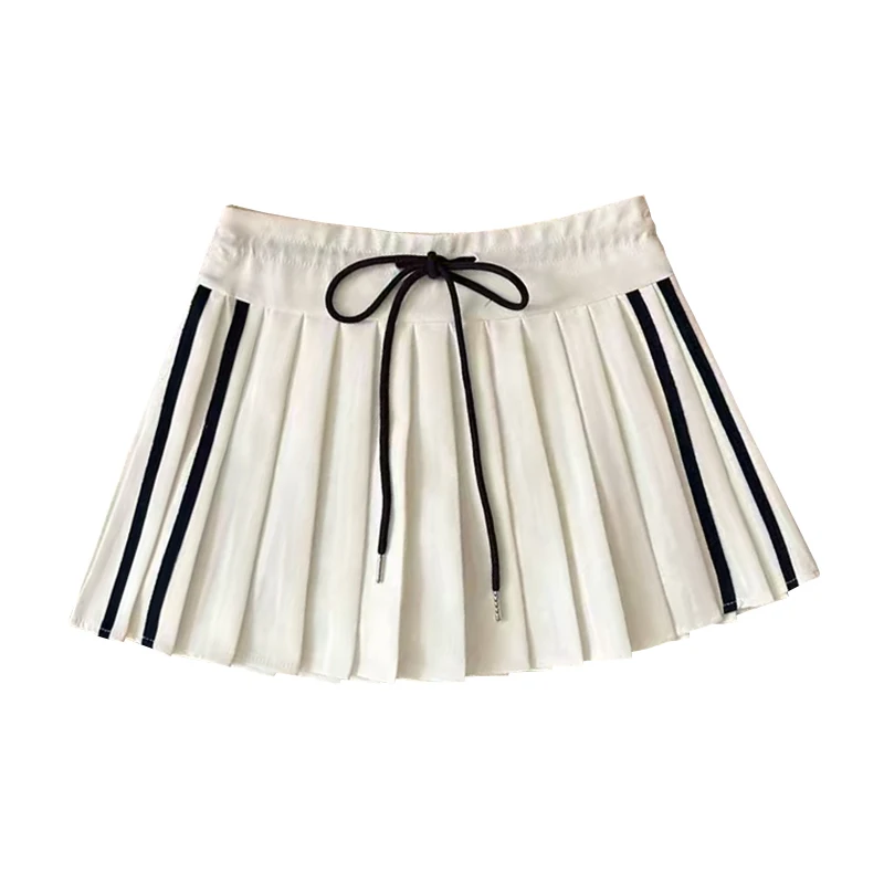 Sports Pleated Short Skirt Spring/Summer New Product Golf Women's Clothing Striped Drawstring A-Line Mini Fashion Short Skirt