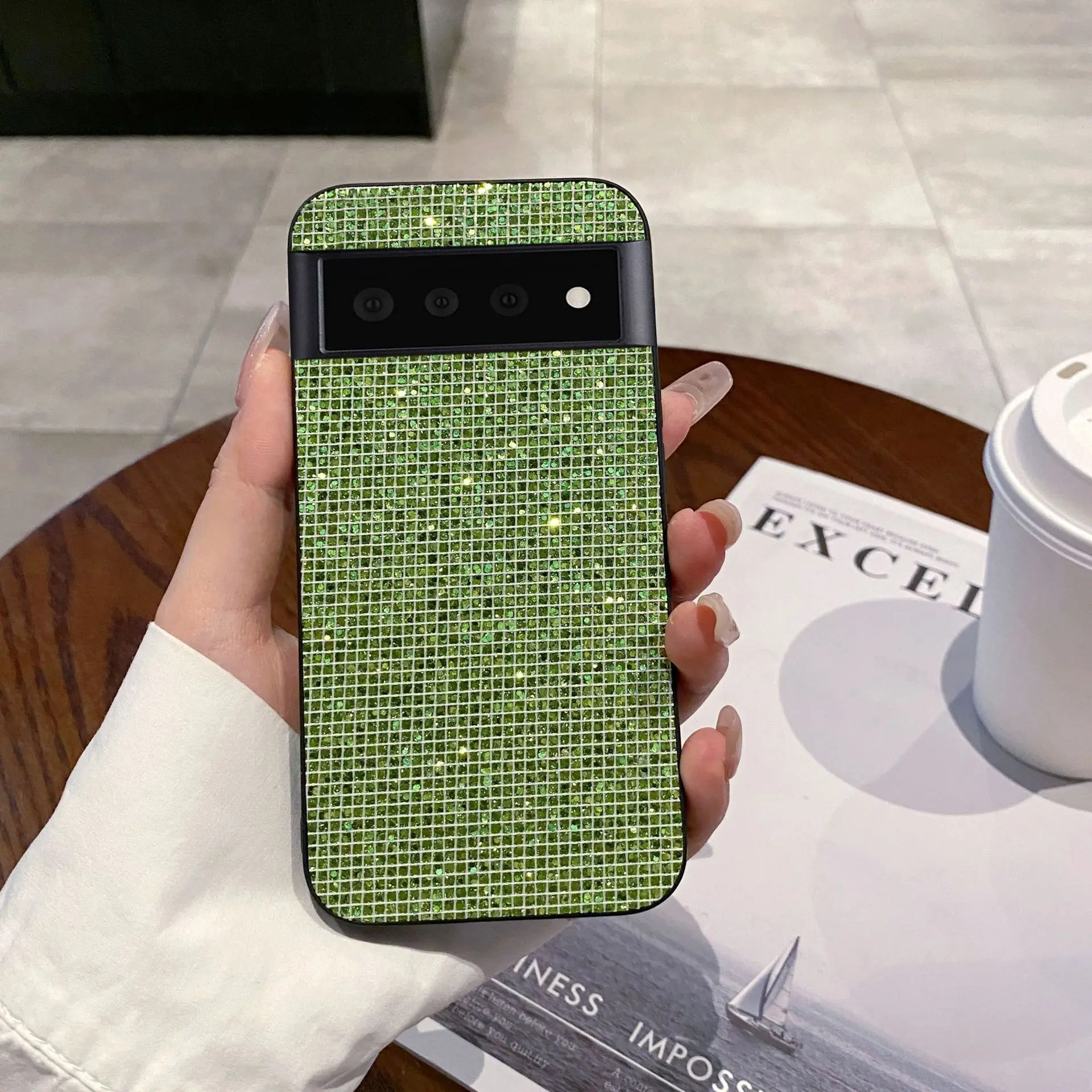 Vibrant Glitter Grid Pattern Shockproof Phone Case